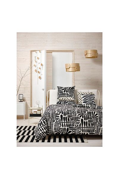 IKEA Σετ διπλό κρεβάτι, ασπρόμαυρο, 240x220/50x60 cm Nordic charm.
