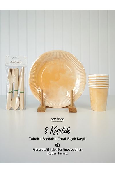partince 8 Personality Macaron Salmon Cardboard Πιάτο-Ποτήρι-Πιρούνι Κουτάλι-Μαχαίρι-Σετ πάρτι 3 τεμαχίων