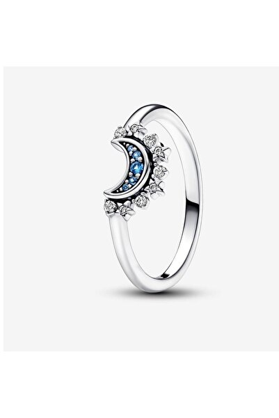 POSEİDONS JEWELLERY Gökyüzü Mavisi Işıltılı Ay Yüzük S925 Ayar