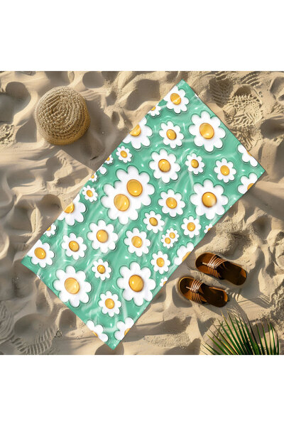 Piloji منشفة شاطئ بنمط ديزي مع مظهر ثلاثي الأبعاد - منشفة شاطئ مطبوعة 75 × 15...