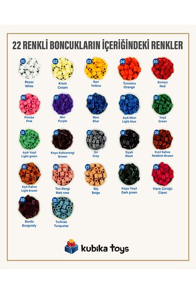 Hama 22 Colors Midi Beads - 1,000 Pieces