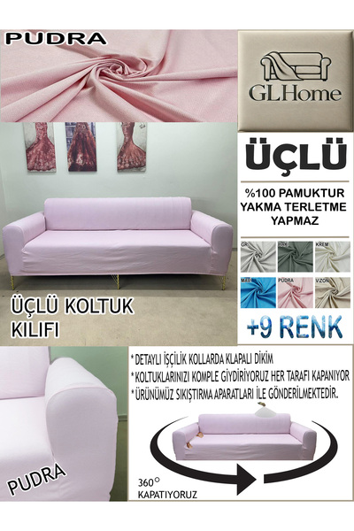 Home %100 PAMUK PETEK KUMAŞ 3 LÜ KOMPLE GİYDİRME KANEPE & ÇEKYAT, BOHEM, PORTO, vb. MODEL KOLTUK KILIFI