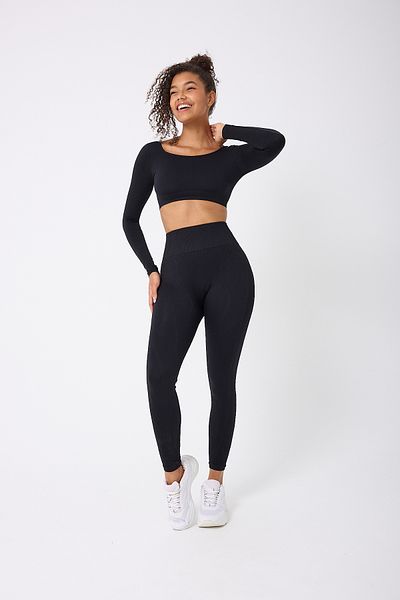 FOREVER MORE Model Wick Leggings cu talie înaltă cu efect de ridicare, cu spatele cu dungi, fără sudură