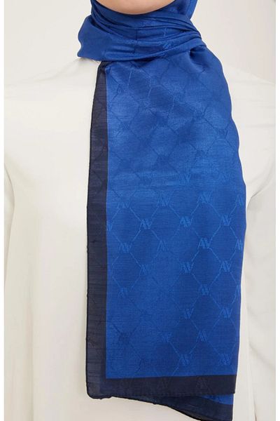 Armine Trend Monogram Shawl 2-134 - Navy Blue