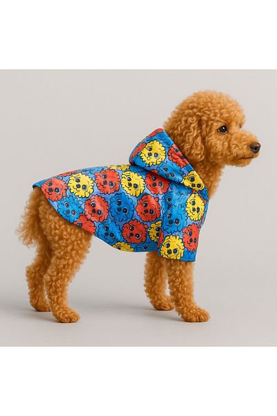 MPZ Pets Cat and Dog Outfit & Dress & Raincoat - Colorful Germ Printed Mesh Raincoat