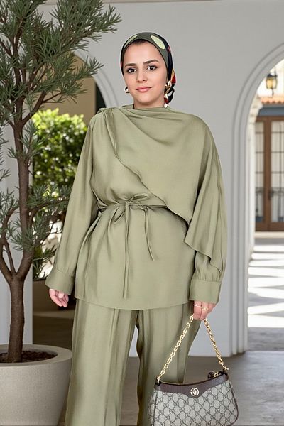 Aselim Hijap Moda Mimoza Διπλό Σετ Efil Efil Summer Green