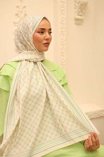 Silk Home Olinda Shawl 49005-12 Cream, Biscay Green