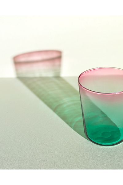 Madame Coco Renard Set of 4 Water Glasses - Pink/Green - 315 ml