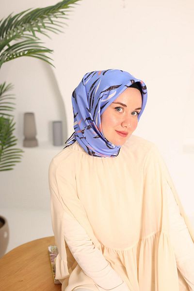 Silk Home Eșarfă de mătase Tivil cu model albastru Ecru 11432-57