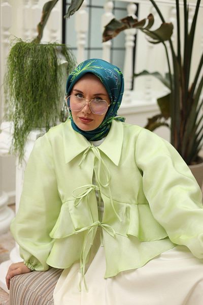 Silk Home Green Pink Patterned Tivil Silk Scarf 11433-29