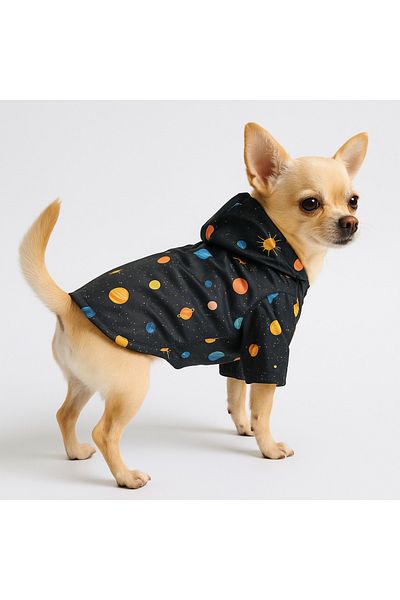 MPZ Pets Cat and Dog Outfit & Dress & Raincoat - Black Space Printed Mesh Raincoat