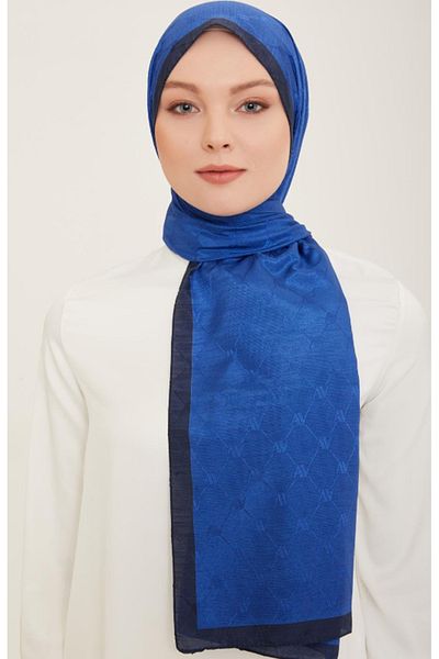 Armine Trend Monogram Shawl 2-134 - Navy Blue