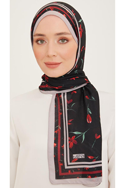 Armine Trend Shawl Black Mixed Flower Pattern 10008-02
