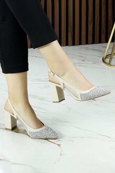 Erkan Saçmacı Panula Exclusive Skin Stone Mesh Pantofi de seara cu spatele deschis