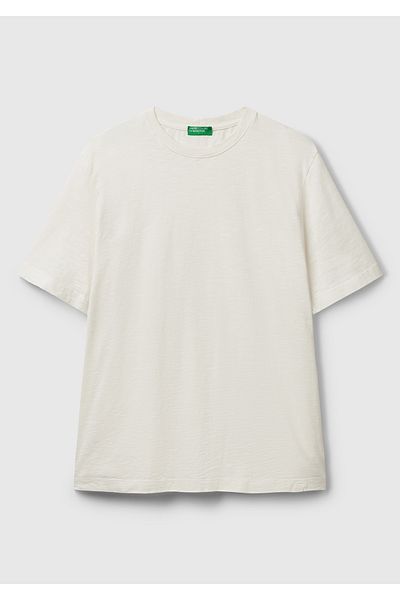 United Colors of Benetton Tricou pentru bărbați Stone Color 100% bumbac Crew Neck Slub