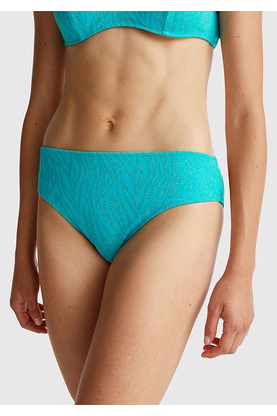 United Colors of Benetton Women's Turquoise Jacquard Zebra Patterned Classic Cut Normal Waist Bikini Bottom