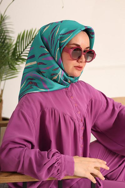 Silk Home Μεταξωτό φουλάρι Tivil 11432-35 Πράσινο Μωβ