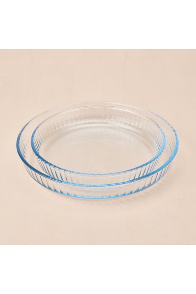Masterchef Twin 2-Piece Round Glass Oven Dish - Transparent