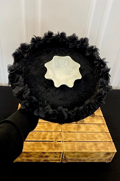 ZEYMERADE صينية هينا للعروس باللون الأسود، حفل زفاف، ختان، صينية مزينة بالزهو...