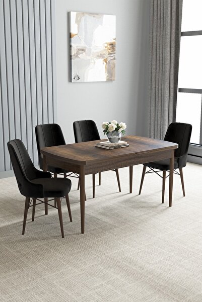 asaella mobilya Loft Barok Desen 80x132 Açılabilir Mdf Masa Yemek Odası Takım...