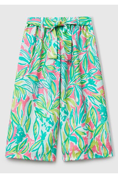 United Colors of Benetton Girls' Green Viscose Blended Palazzo Pants with Belt