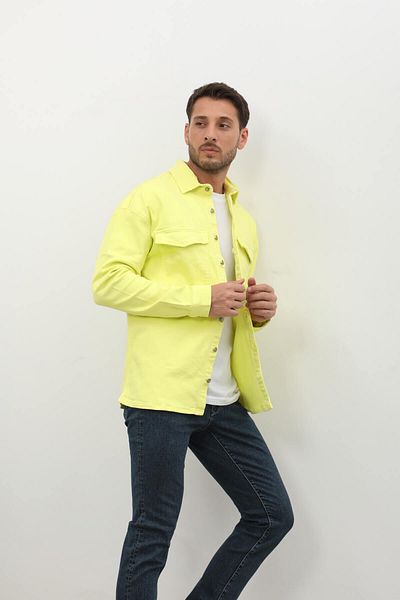 BANNY JEANS Ανδρικό πουκάμισο Jean Oversize Neon Green