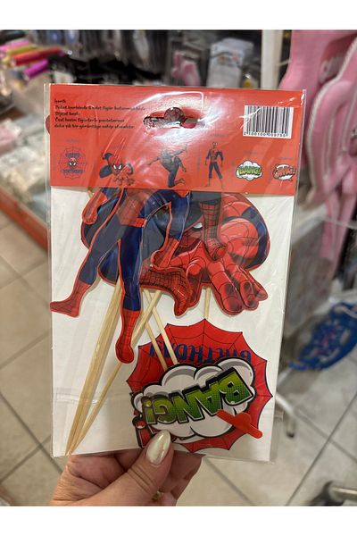 Deniz Party Store 6 Pieces Spiderman Cake Decoration Long Toothpick Set
