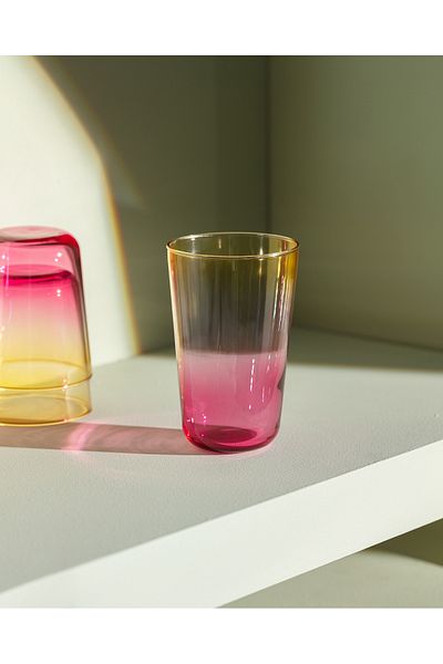 Madame Coco Renard Set of 4 Soft Drink Glasses - Yellow/Pink - 395 ml