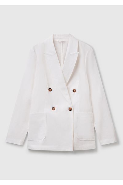 United Colors of Benetton Women's White 100% Linen Jacket