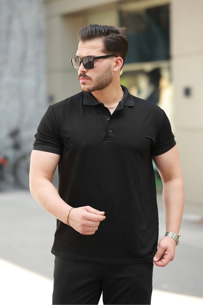 modamtn Ανδρική κοντομάνικη μπλούζα με γιακά βισκόζης με δύο κλωστές