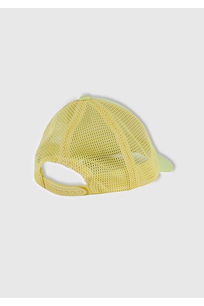 United Colors of Benetton Boy's Yellow Adjustable Cap Hat with Printed Front and Mesh Back