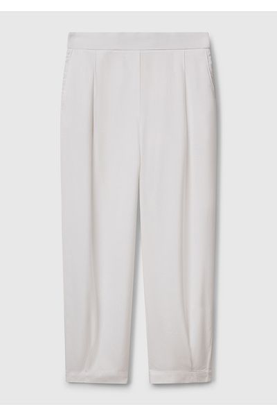 United Colors of Benetton Women's White 100% Lyocell Elastic Waist Balloon Fit Pants