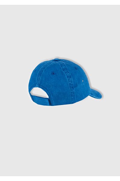 United Colors of Benetton Boy's Saks Blue Ripped Distressed Effect Embroidered Cap Hat