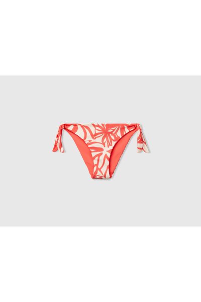United Colors of Benetton Women's Orange Coral Patterned Double Sided Bikini Bottom