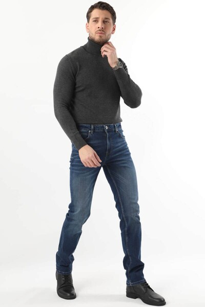 BANNY JEANS Ανδρικό τζιν παντελόνι με κανονική εφαρμογή σκούρο μπλε