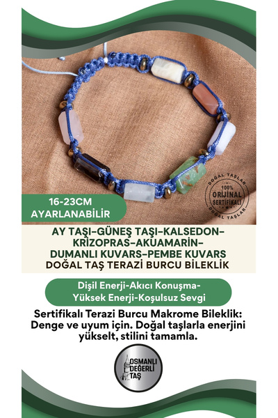 OSMANLI DEĞERLİ TAŞ سوار قابل للتعديل من الحجر الطبيعي برج الميزان معتمد