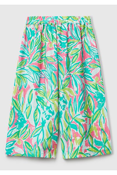United Colors of Benetton Girls' Green Viscose Blended Palazzo Pants with Belt