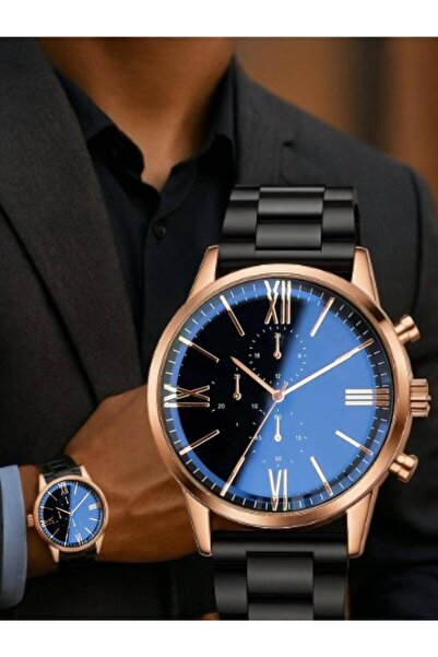 Merand Brand Rose Black Color Special Series Men's Wrist Watch - Bracelet Gift