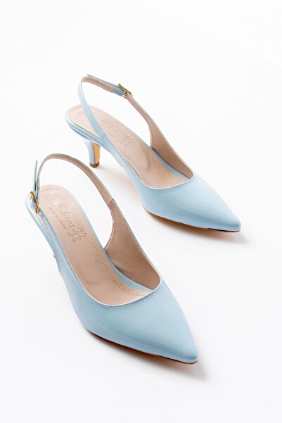 infon shoes creation ST-1152 Bebe Mavi Rugan Günlük 7 cm Topuklu Kadın Ayakkabı