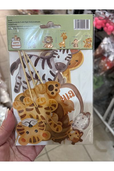 Deniz Party Store 6 Pieces Safari Themed Long Toothpick Cake Ornament Figure Set