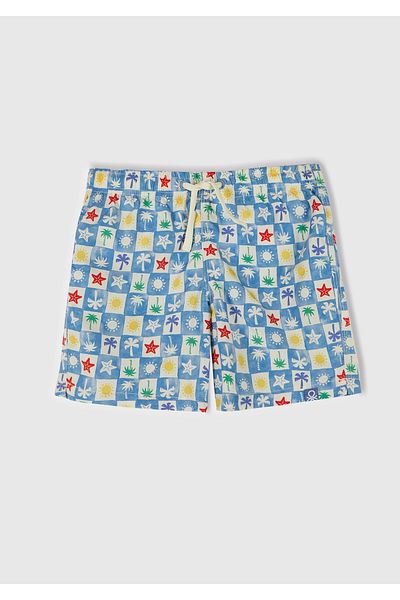 United Colors of Benetton Pantaloni scurți de baie pentru băieți, cu modele colorate, cu șnur, cu buzunar pe spate