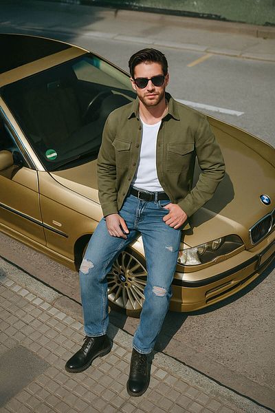 BANNY JEANS Ανδρικό πουκάμισο Jean Oversize Χακί