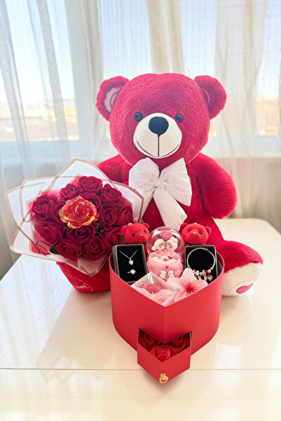 AYIEVRENİ Full Kırmızı Aşk Evreni - Sevgiliye Romantik Hediye Kutusu | Kar Kü...