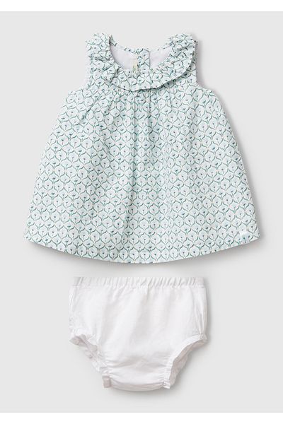 United Colors of Benetton Baby Ice Blue All Patterned High Robe Panty Set Dress