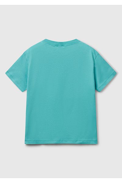 United Colors of Benetton Boy's Mint Green Slogan Printed T-Shirt