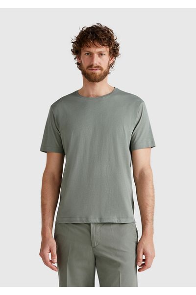 United Colors of Benetton Ανδρικό μπλουζάκι με λαιμόκοψη 100% Koton σε απαλό πράσινο χρώμα