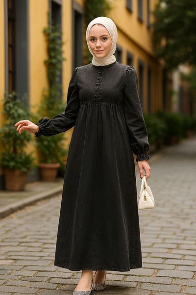 Neva Style Τζιν Anthracite Hijab Φόρεμα 19144ANT