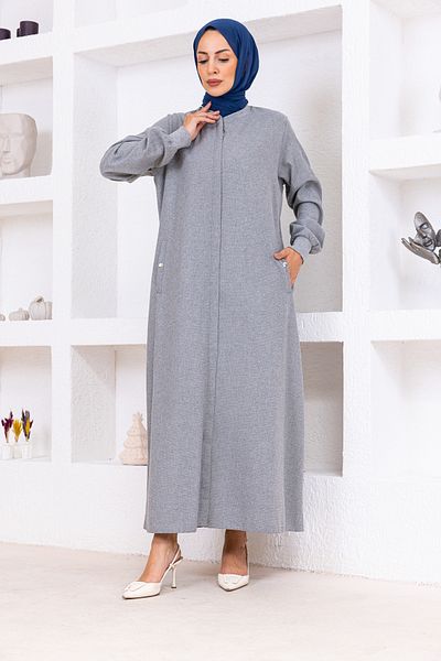 OKTAYUSTA COLLECTİON Seasonal Lumberjack Full Length Hidden Fly Zipper Abaya