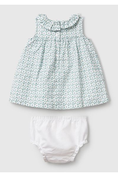 United Colors of Benetton Baby Ice Blue All Patterned High Robe Panty Set Dress