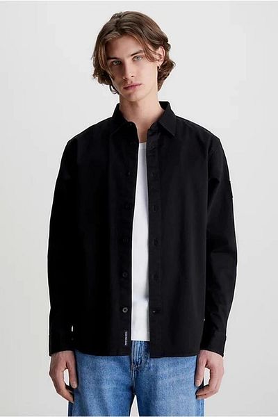 Calvin Klein Ck Jeans Monologo Badge Relaxed Shirt Men's Black Shirt J30J323255-Beh